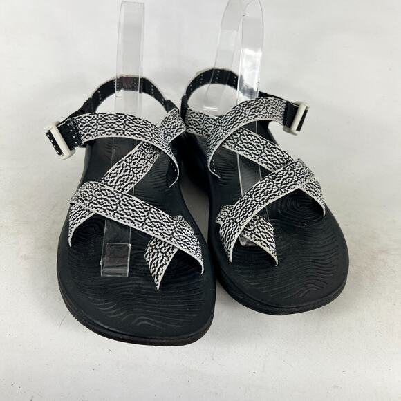 Chaco Zvolv 2 Sandals Women's 7 Black & White Hook & Loop Slingback Sandals - Picture 3 of 9